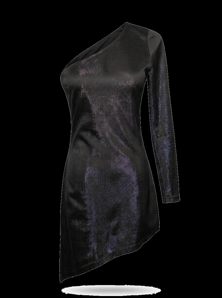 Hayali Black Polyester Mini Dress — 1