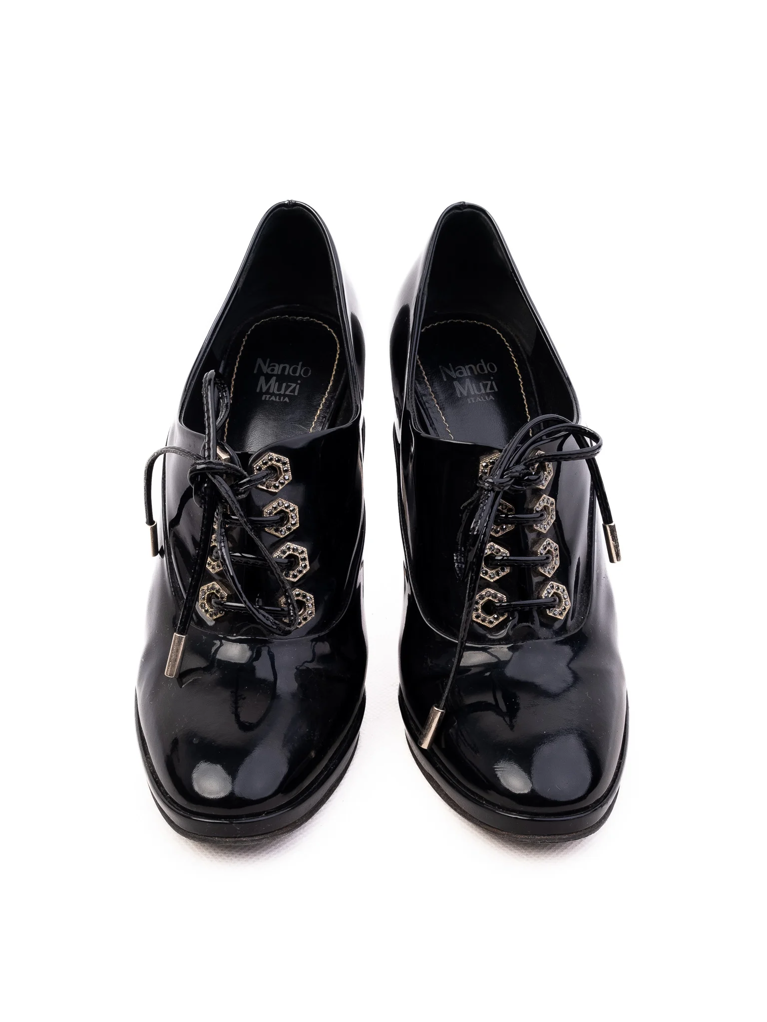 Nando Muzi Black Lacquer Ankle Boots — 3