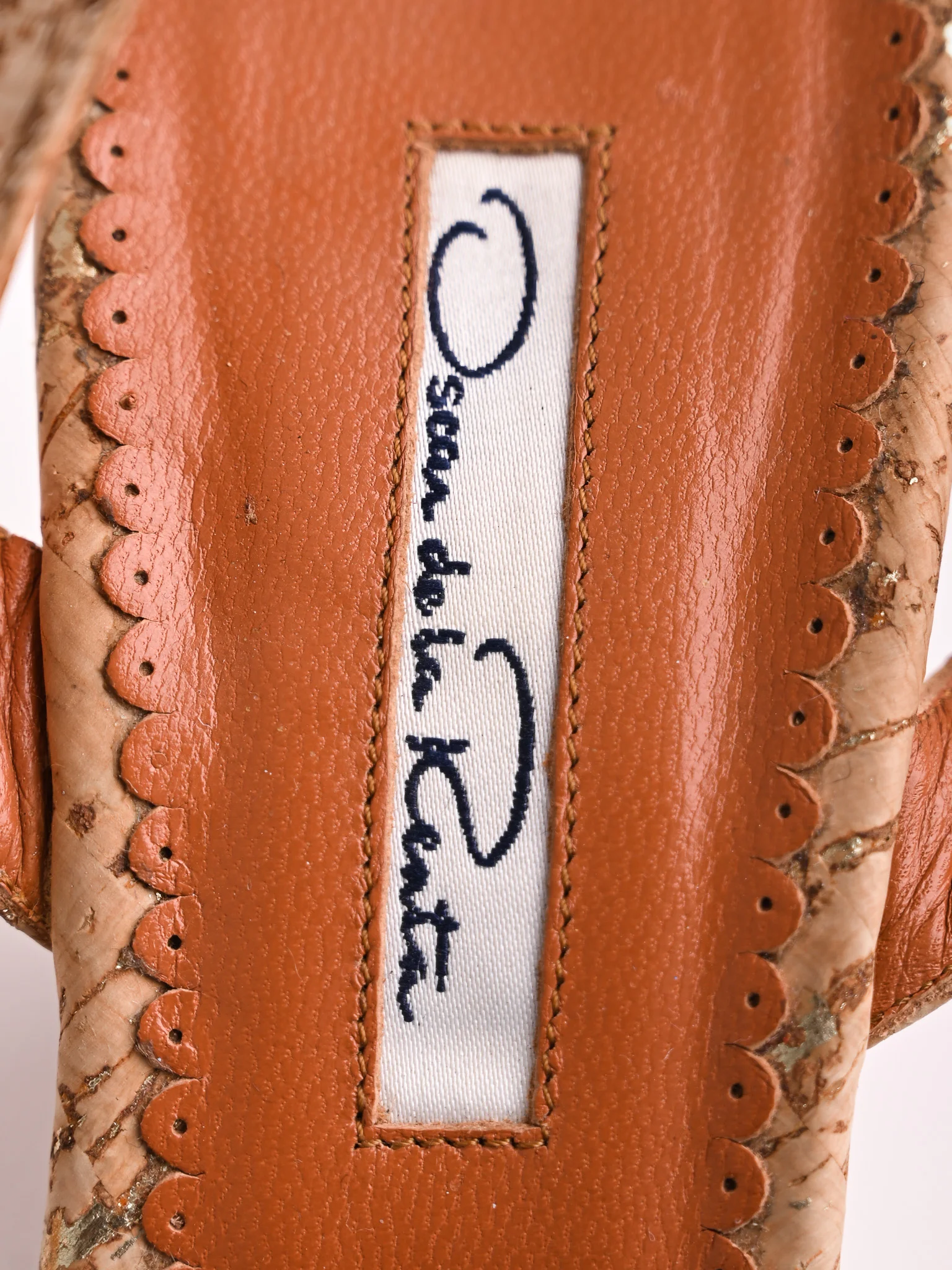 Oscar de la Renta Orange Leather Platform Sandals — 3