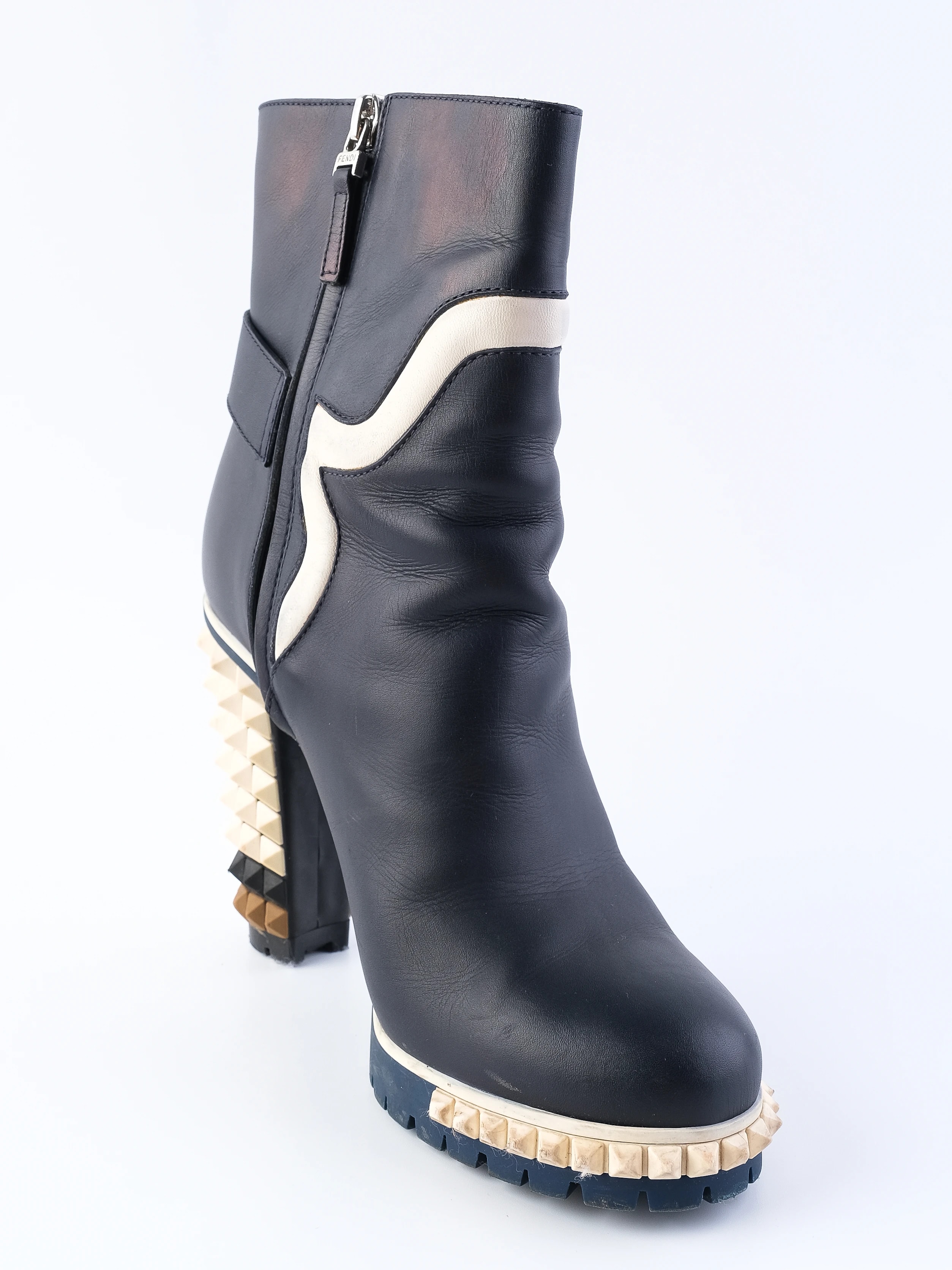 Fendi Blue Leather Ankle Boots — 2