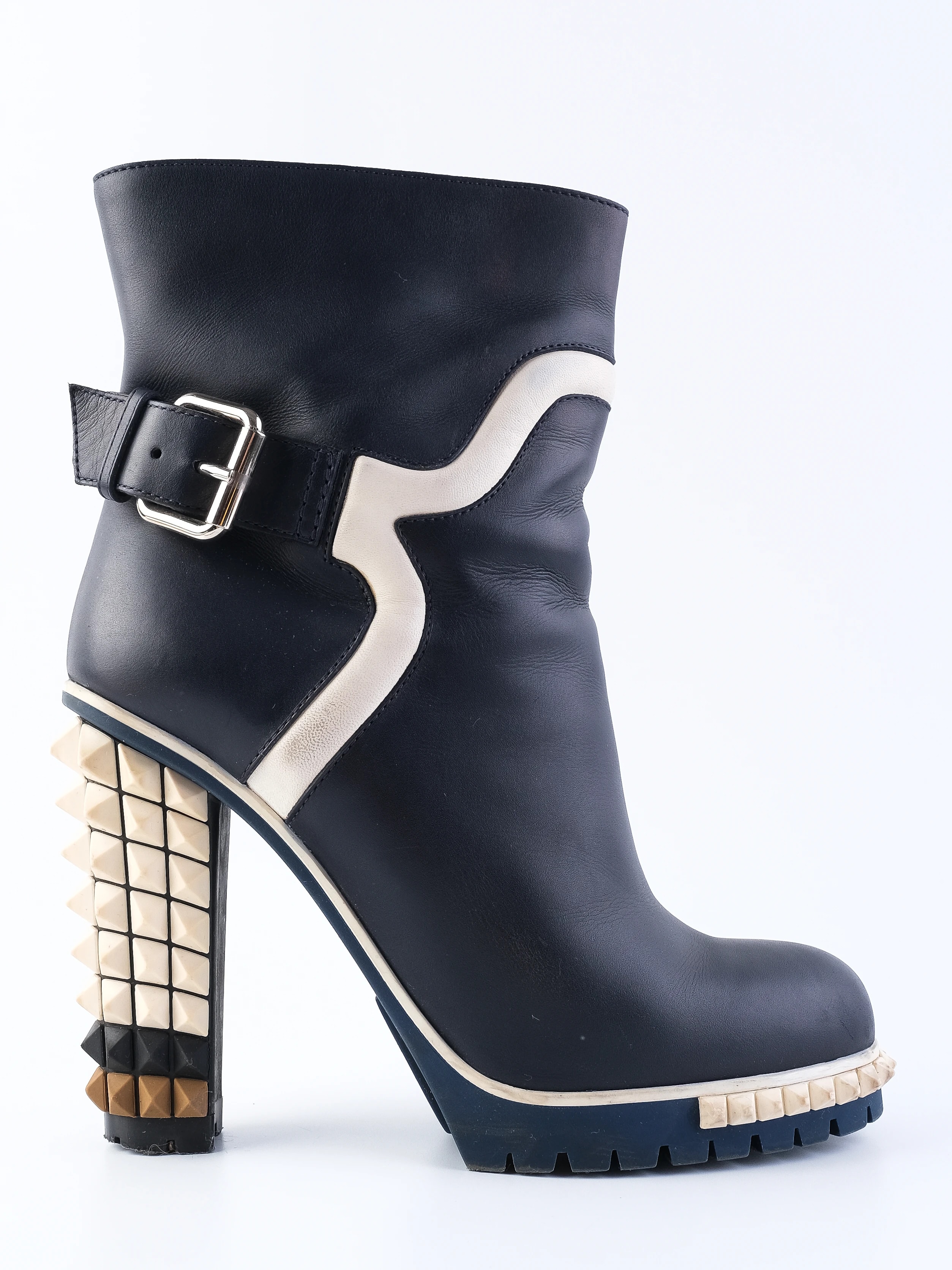Fendi Blue Leather Ankle Boots — 3