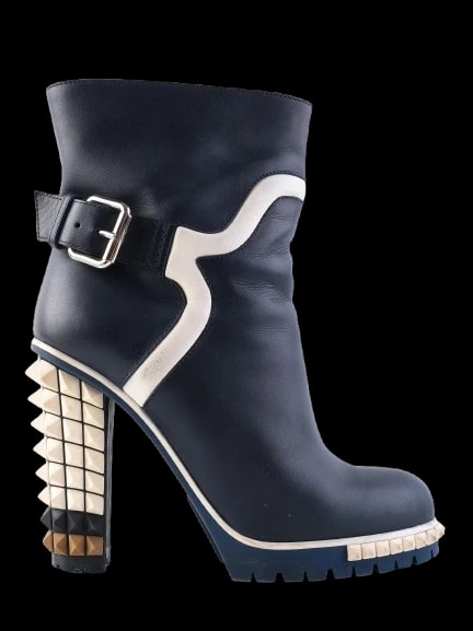 Fendi Blue Leather Ankle Boots — 1