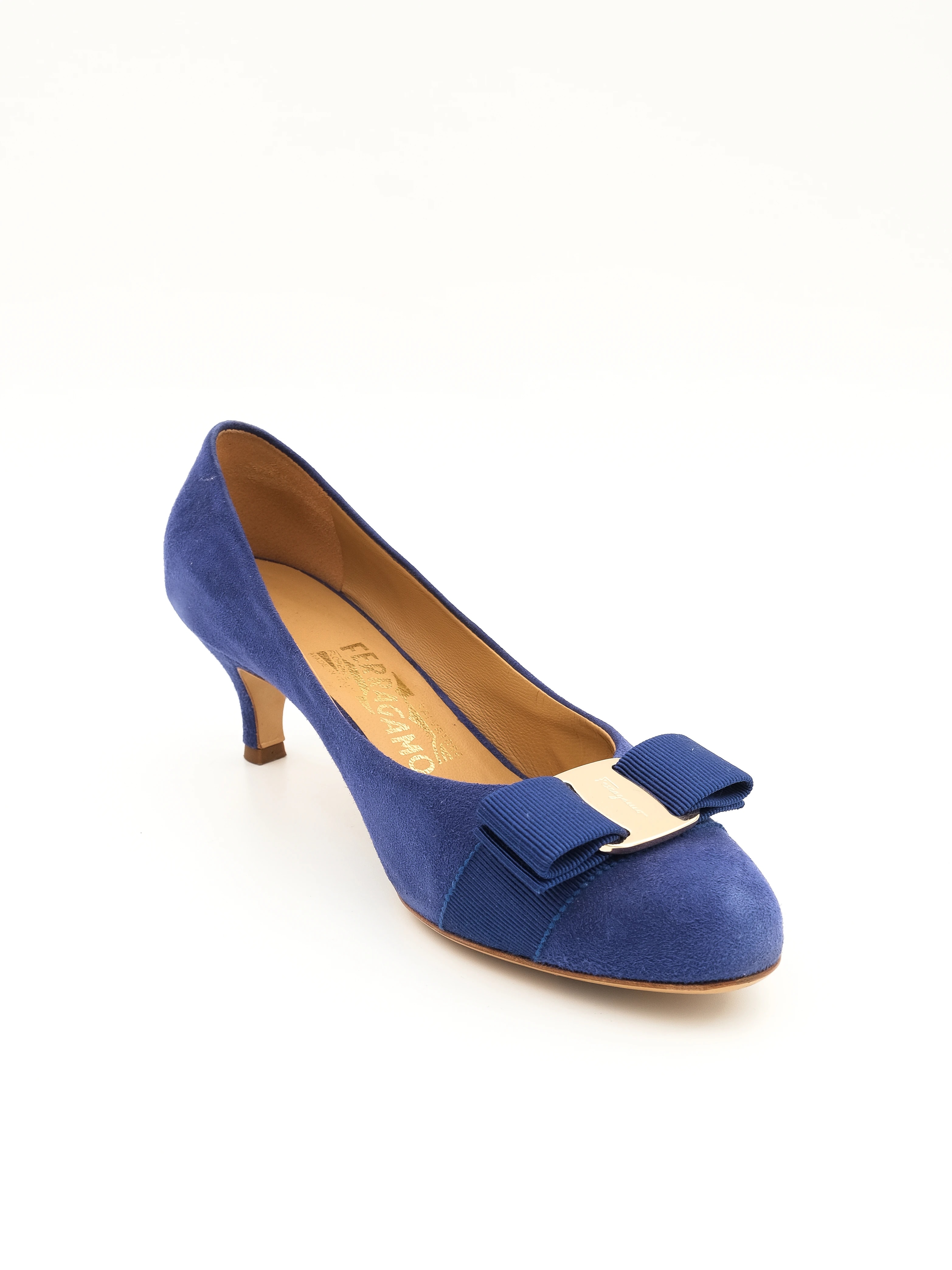 Salvatore Ferragamo Blue Genuine suede Pumps — 2