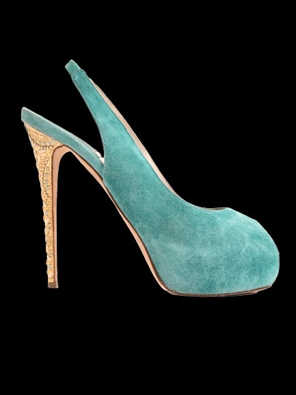 Lesilla Blue Leather High Heel Sandals — 1