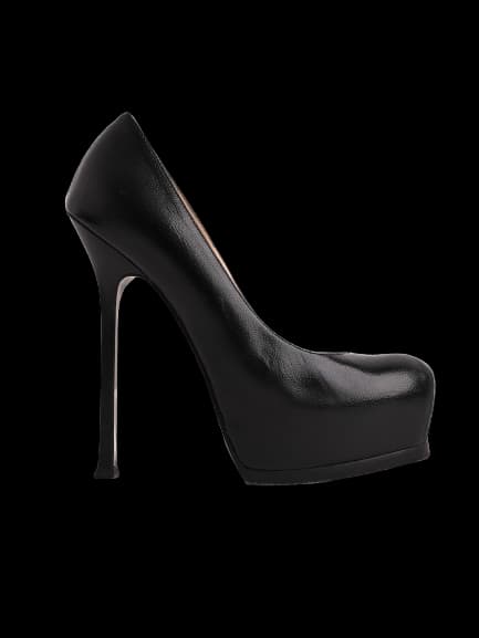 YSL Black Leather High Heel Pumps