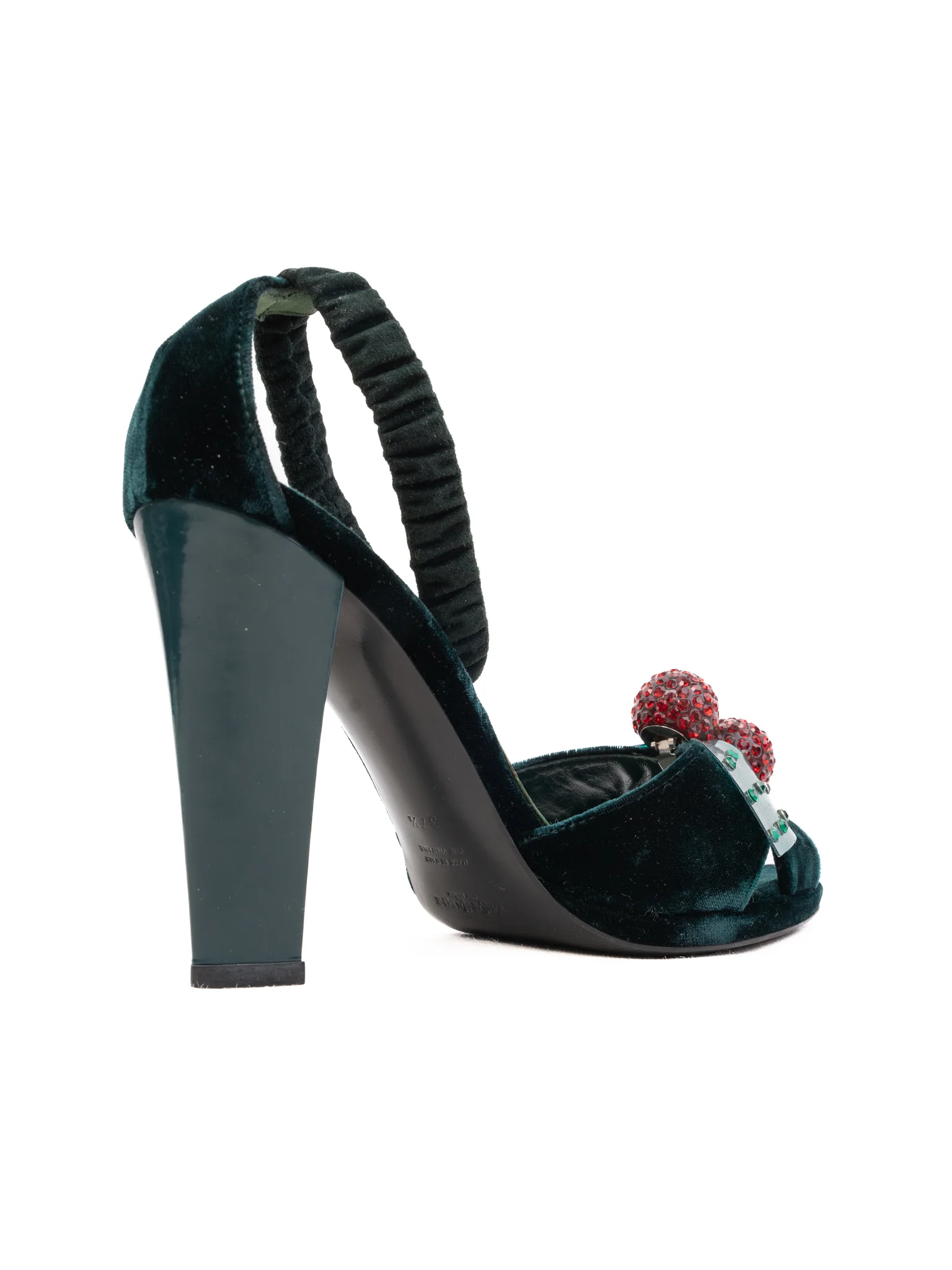 YSL Green Velvet High Heel Sandals — 3