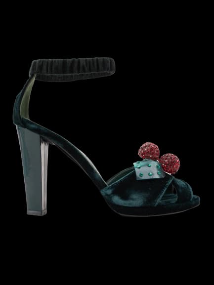 YSL Green Velvet High Heel Sandals — photo 1
