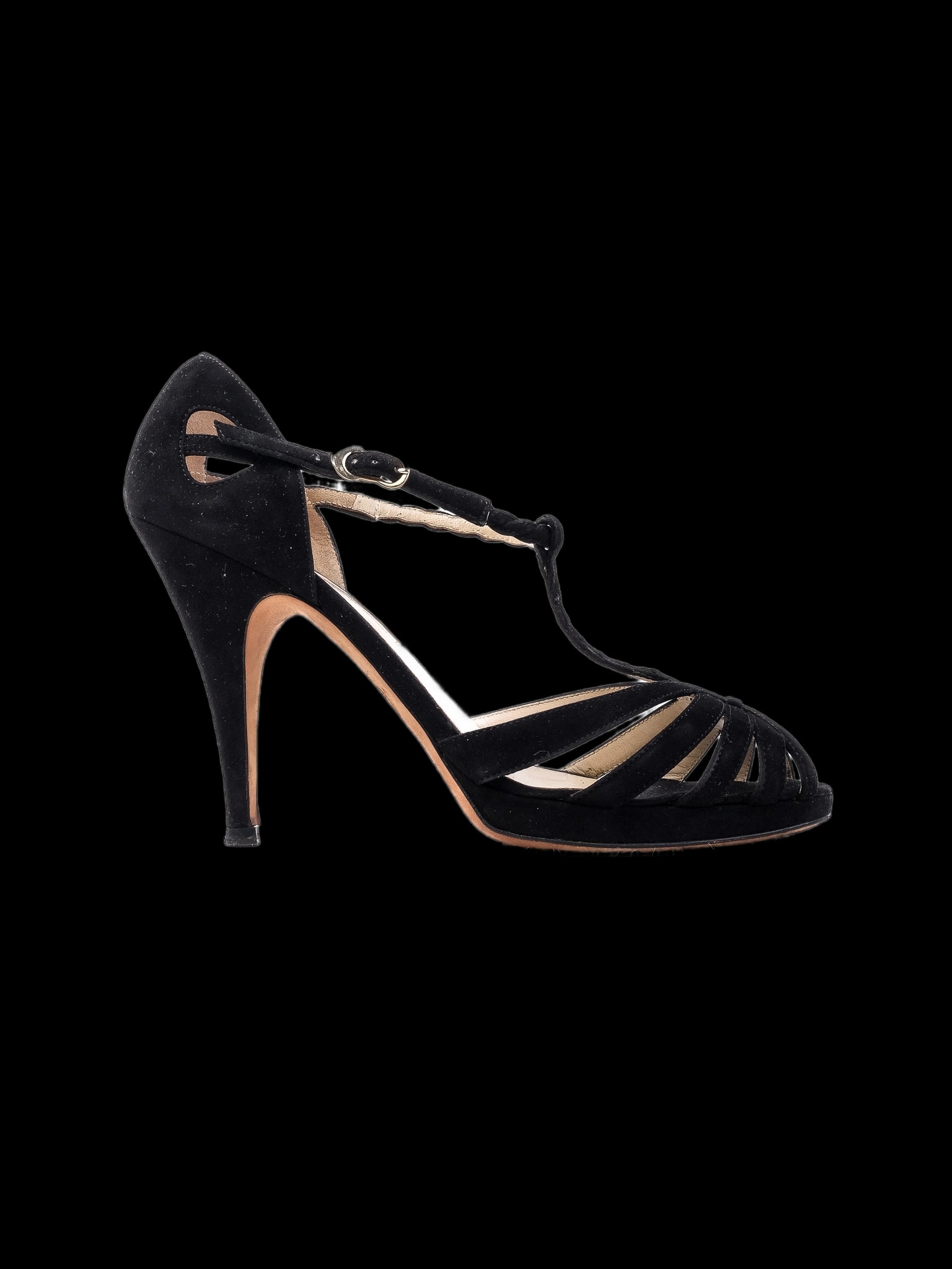 Oscar de la Renta Black Genuine suede High Heel Sandals — 1