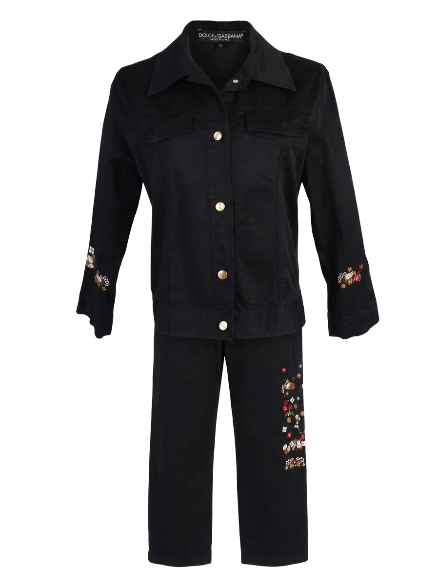 Dolce Gabbana Black Cotton Suit Set — 1