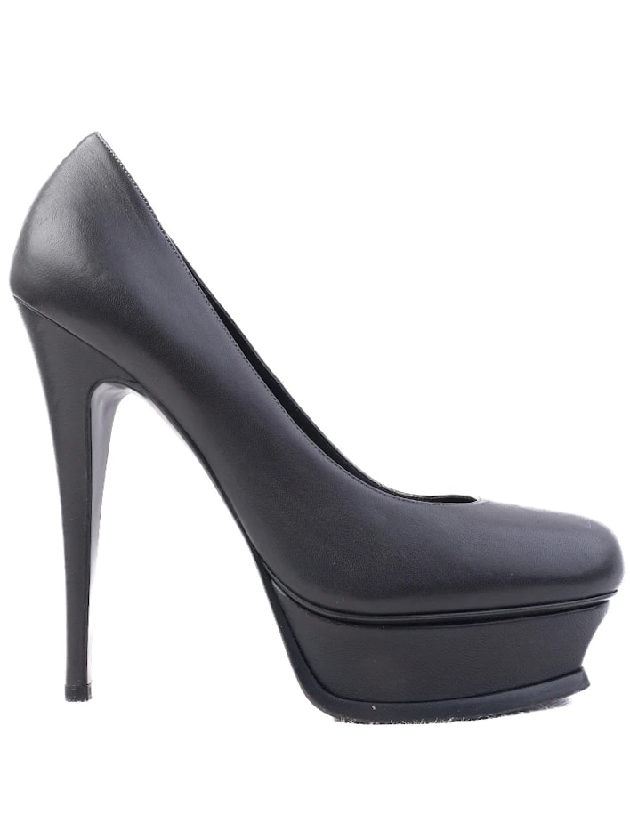 YSL Gray Leather Pumps — 3