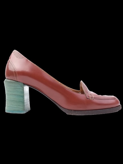 Fendi Orange Leather Mid Heel Pumps — 1