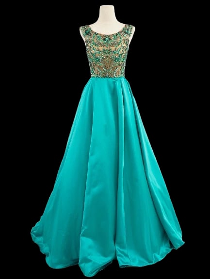 Sherri Hill Blue Polyester Evening Gown — 1