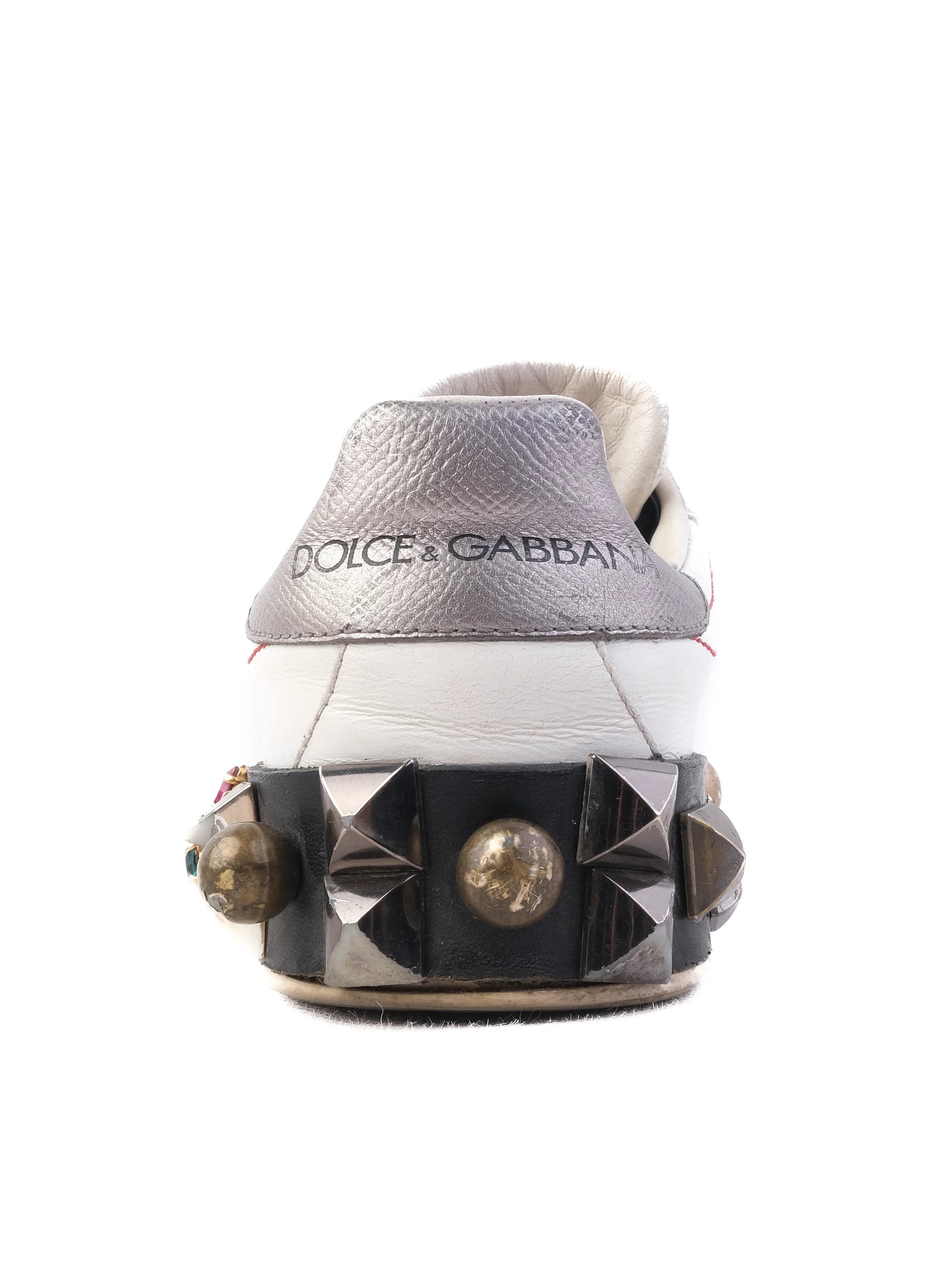 Dolce Gabbana White Leather Canvas Sneakers — 2