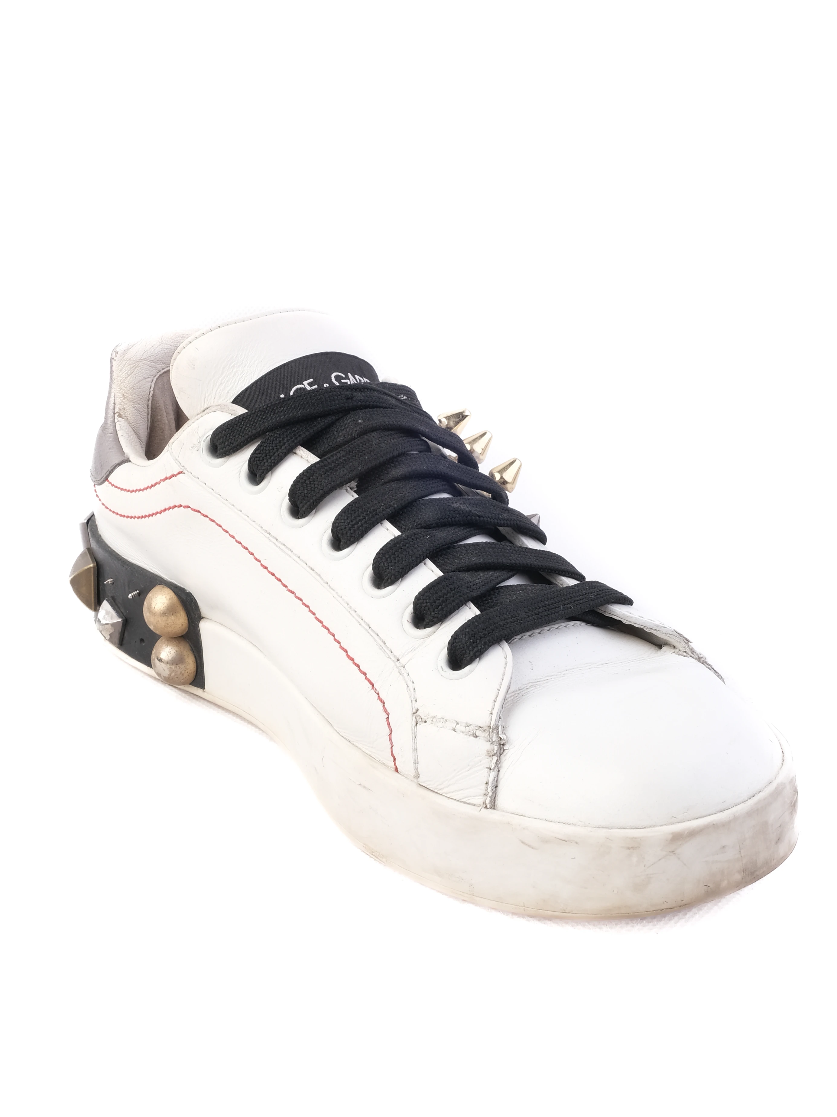 Dolce Gabbana White Leather Canvas Sneakers — 3