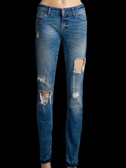 For all 7 mankind Blue Cotton Straight Jeans — photo 1