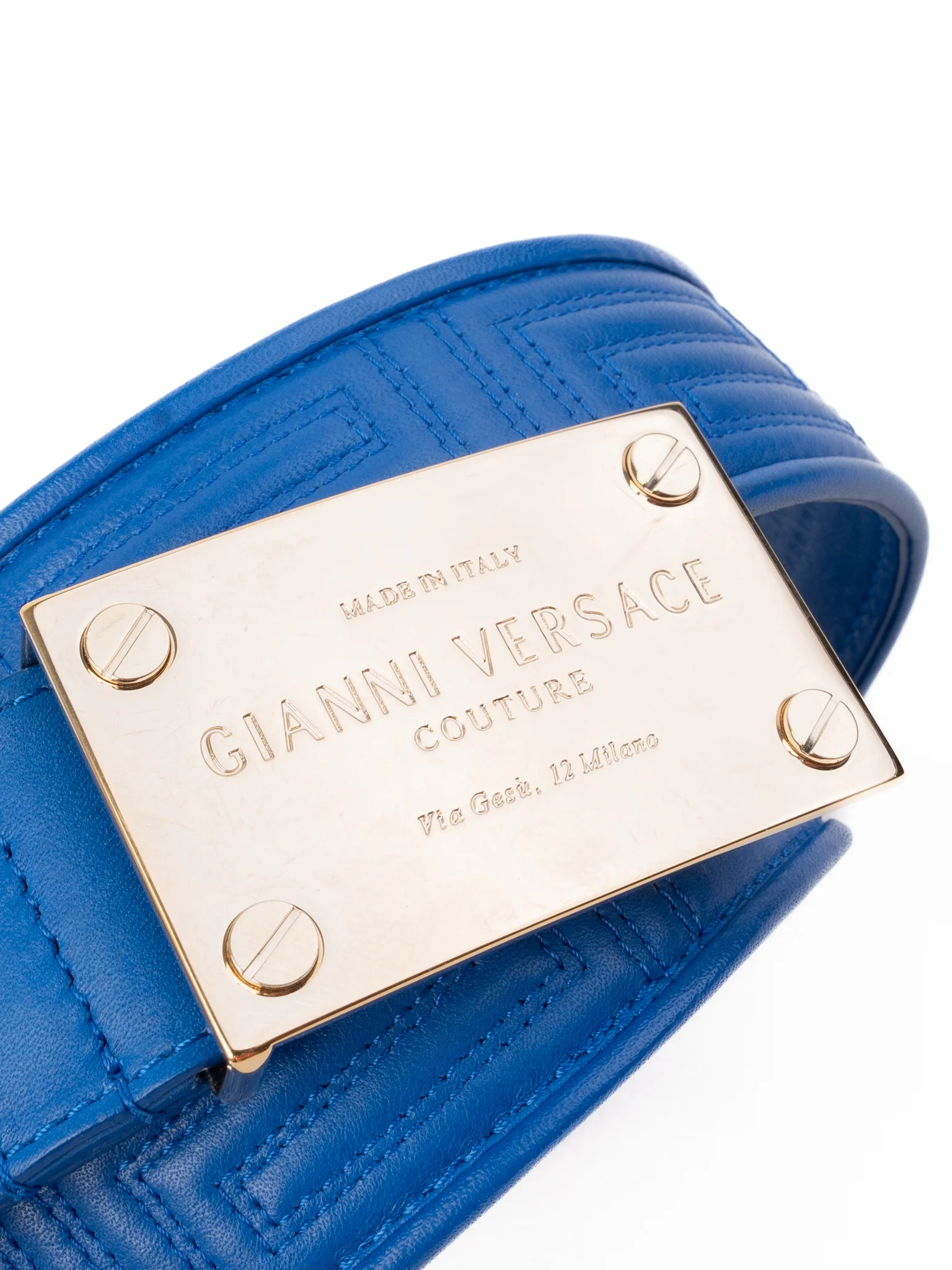 Versace Blue Leather Belt — 3