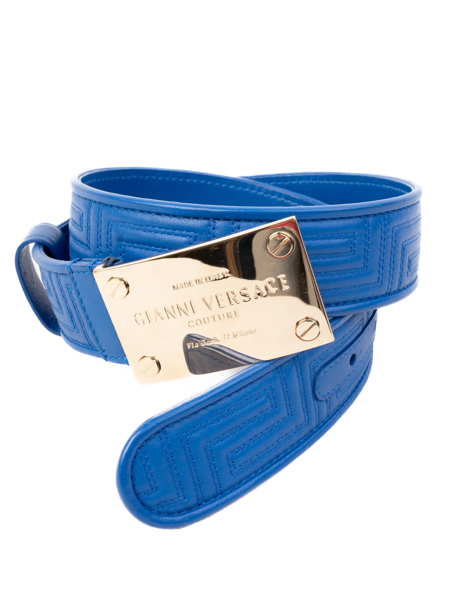 Versace Blue Leather Belt — 2