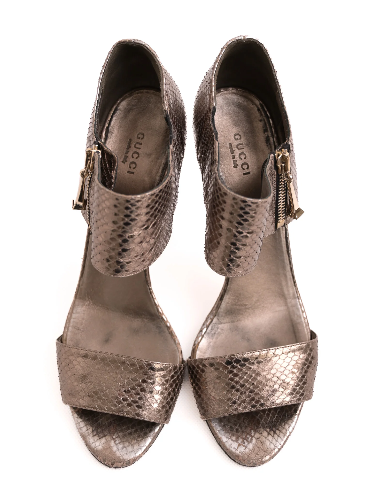 Gucci Gray Leather High Heel Sandals — 2