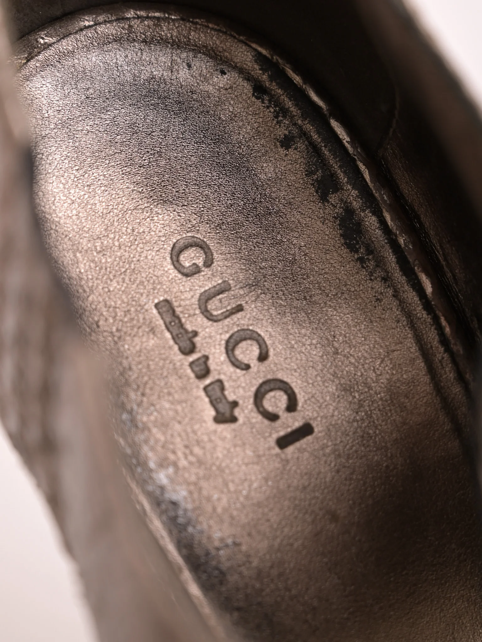 Gucci Gray Leather High Heel Sandals — 3