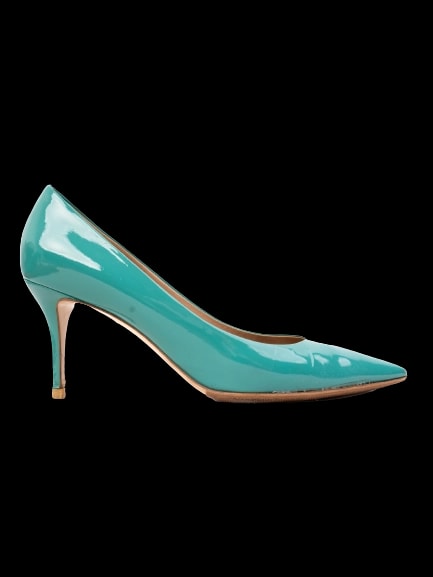 Salvatore Ferragamo Blue Lacquer Mid Heel Pumps — 1