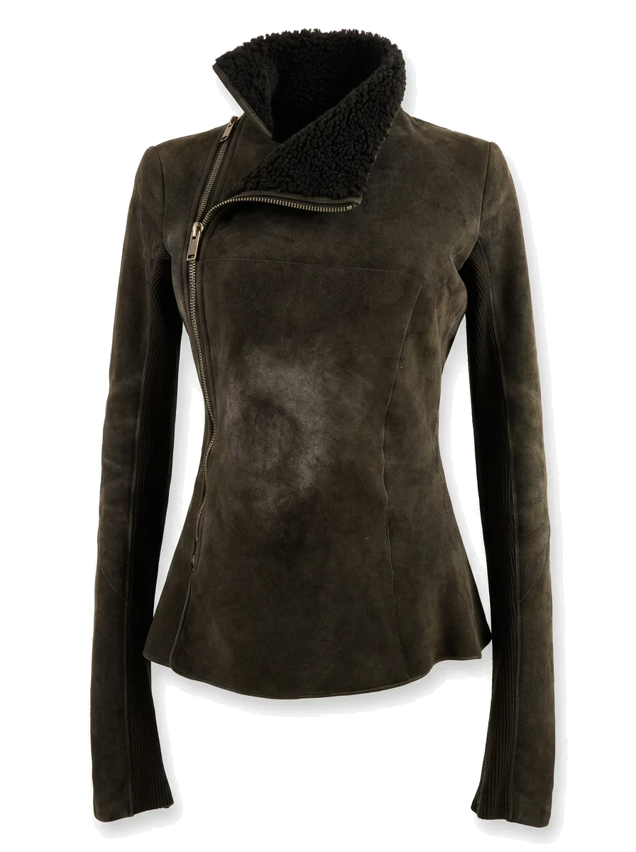 Rick Owens Gray Leather Jacket — 1