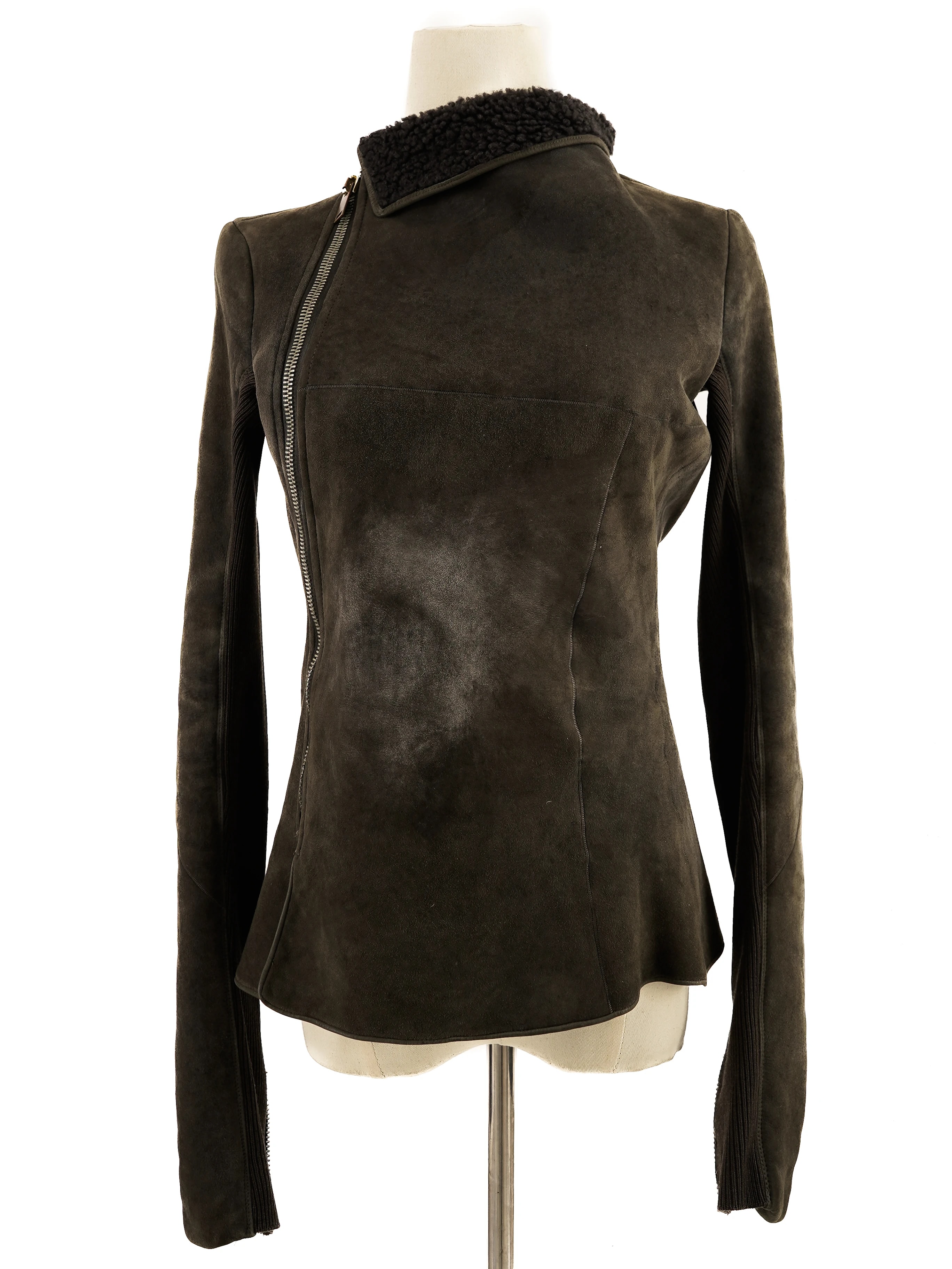 Rick Owens Gray Leather Jacket — 3