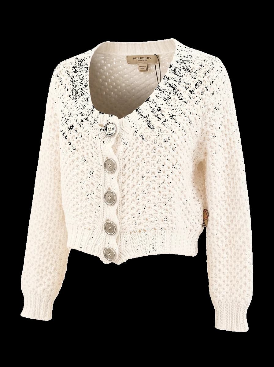 Burberry White Cotton Cardigan — photo 1