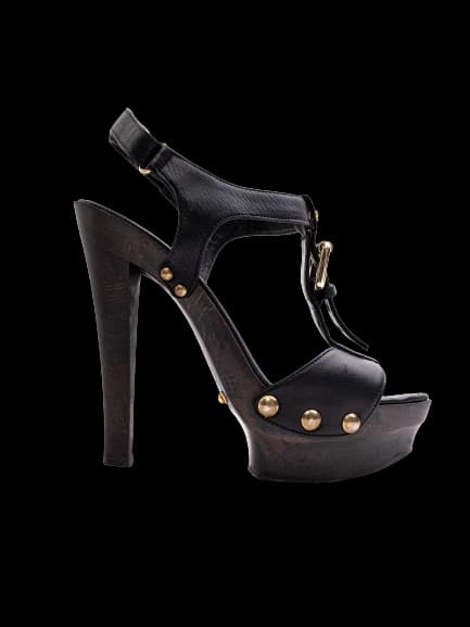 Lesilla Black Leather High Heel Sandals — photo 1