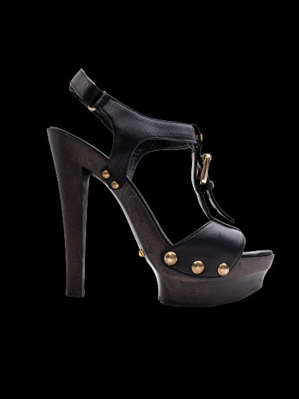 Lesilla Black Leather High Heel Sandals — 1