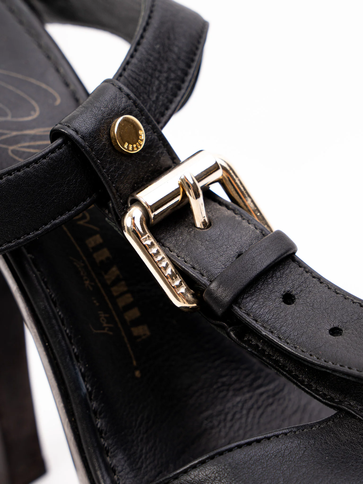 Lesilla Black Leather High Heel Sandals — 3