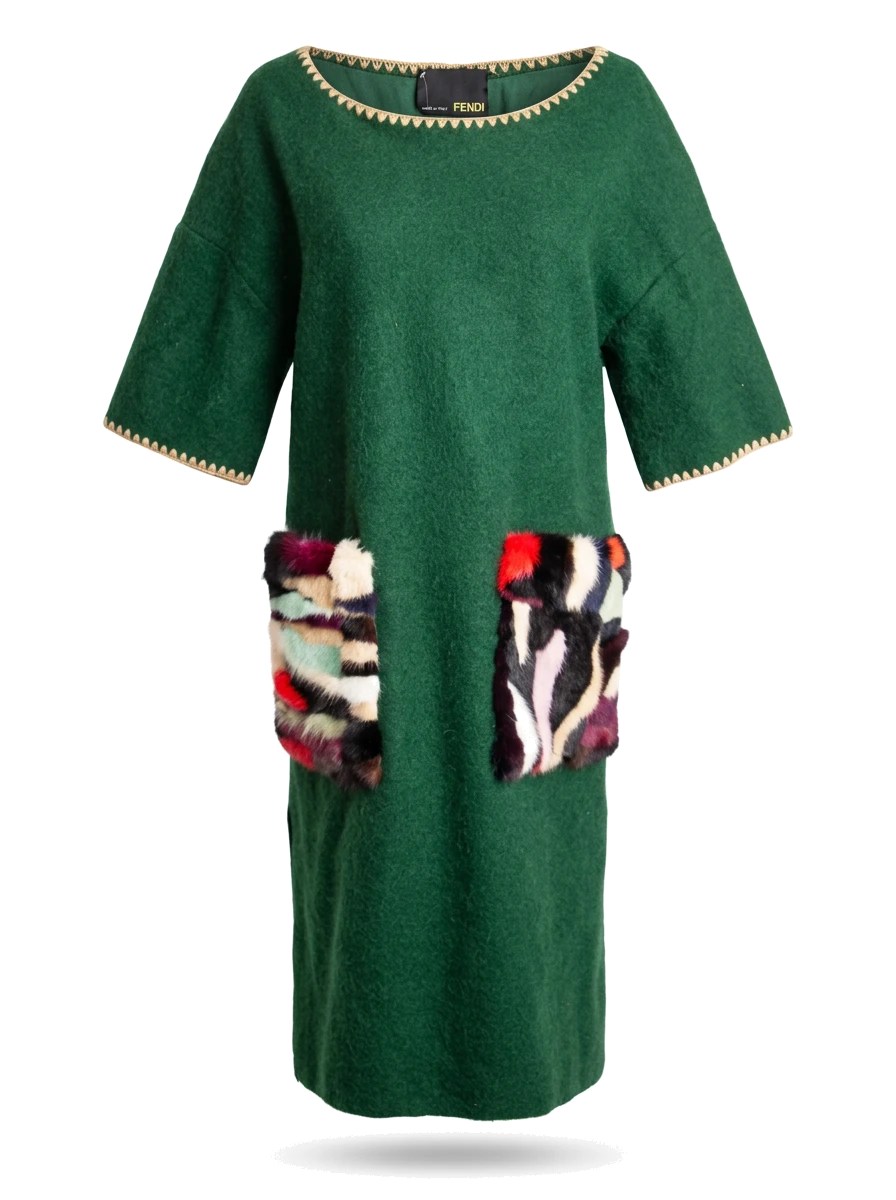 Fendi Green Alpaca wool Sweater Dress — 1