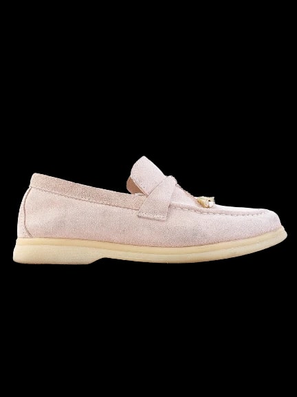 Designer White Leather Moccasins — 1