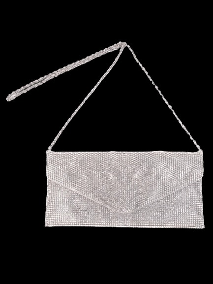 Designer Gray Leather Evening Bag — 1