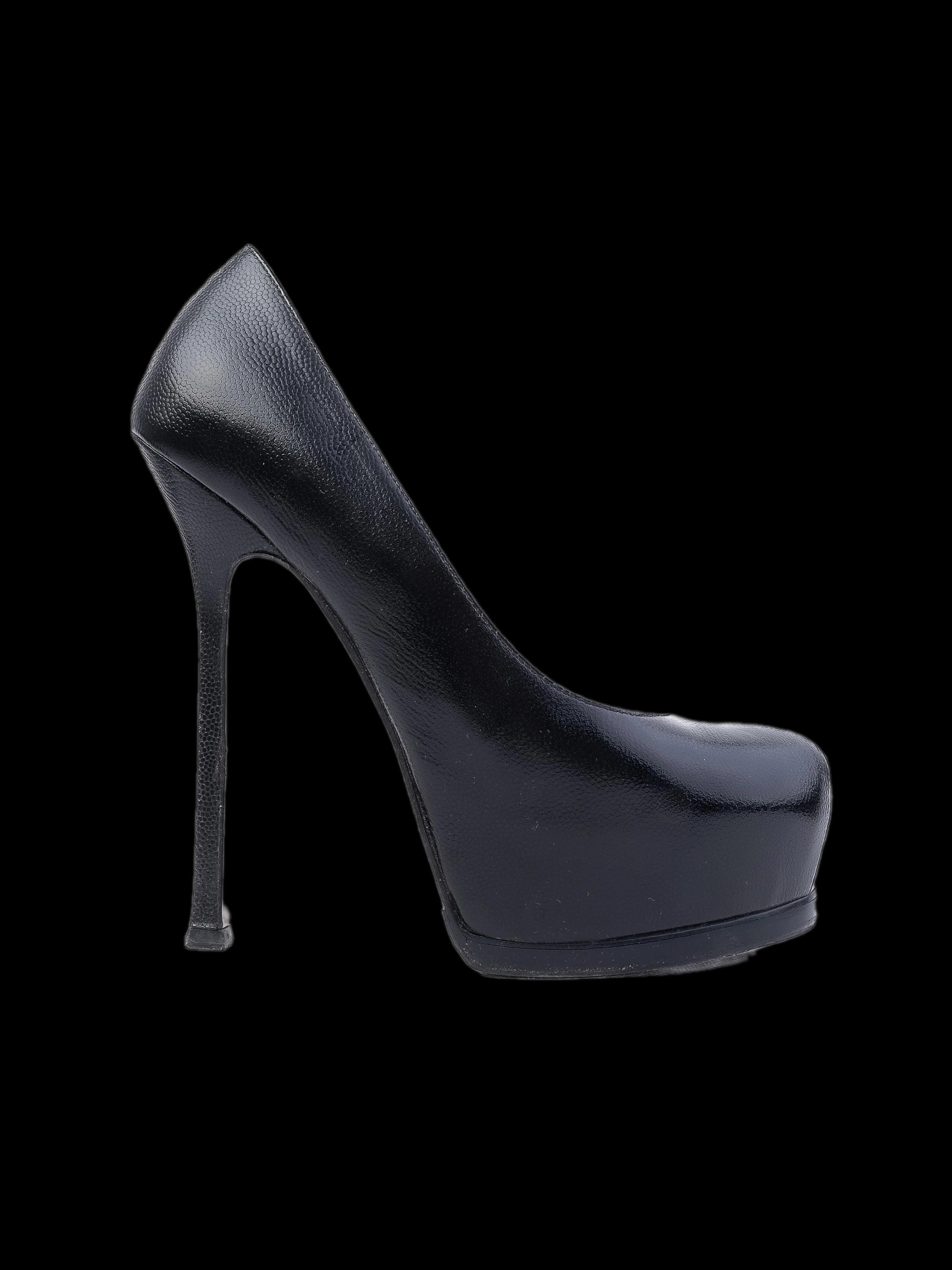 YSL Black Leather High Heel Pumps — 1