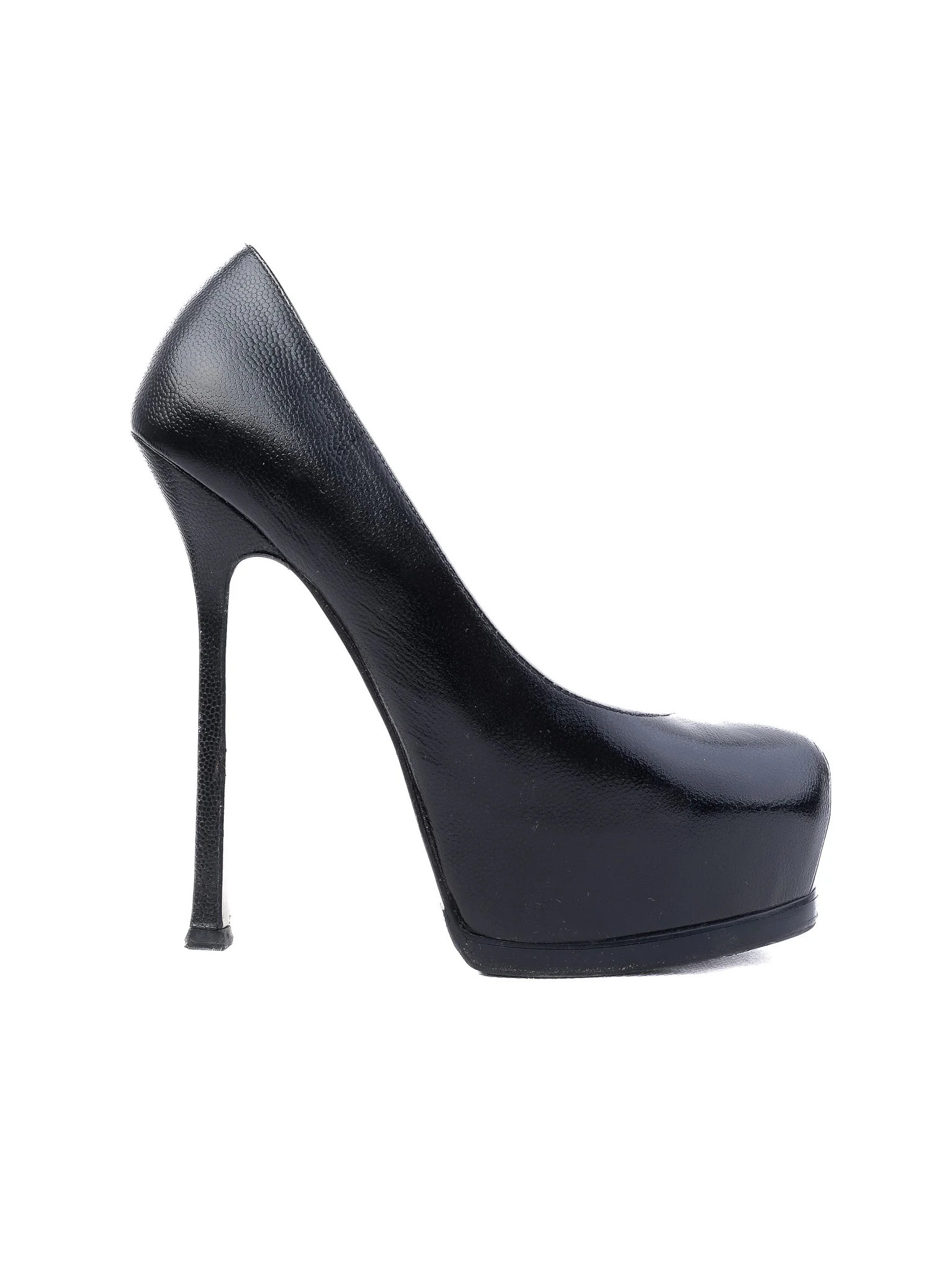YSL Black Leather High Heel Pumps — 2