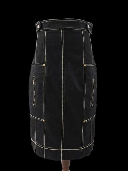 Clips Blue Cotton Pencil Skirt