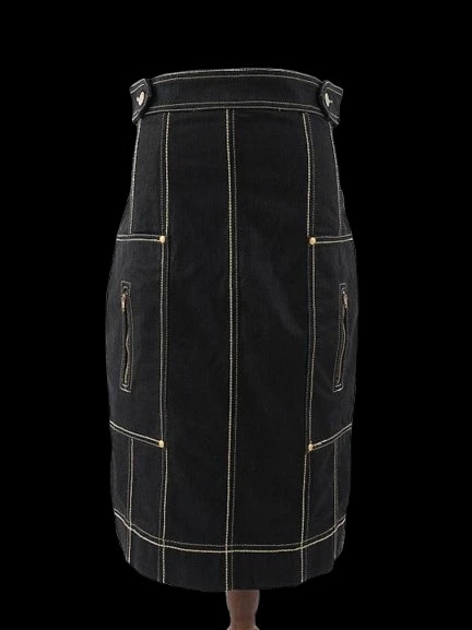 Clips Blue Cotton Pencil Skirt — 1