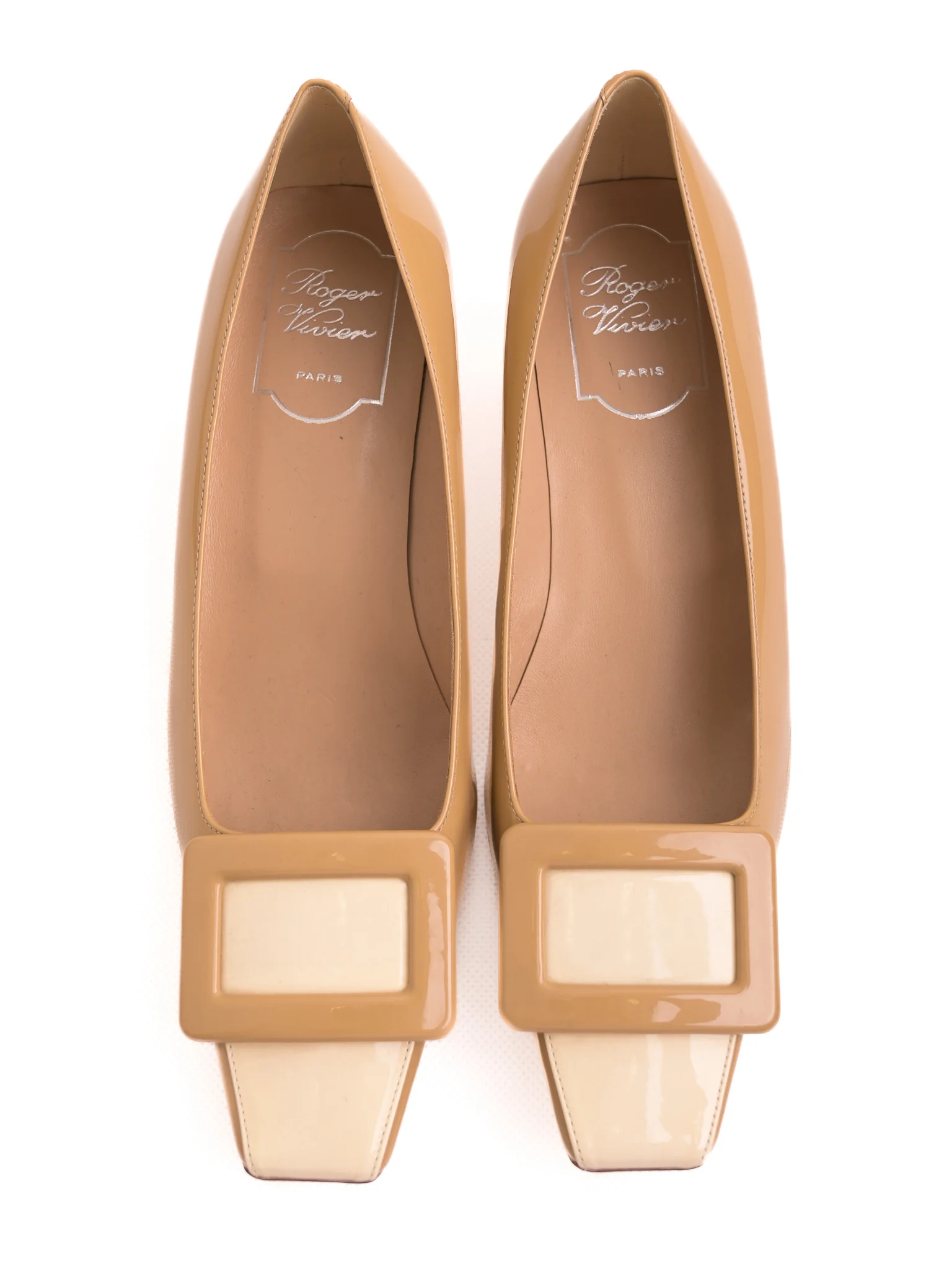 Roger Vivier White Leather Low Heel Pumps — 2