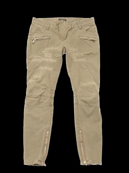 Balmain Green Cotton Skinny Jeans — photo 1