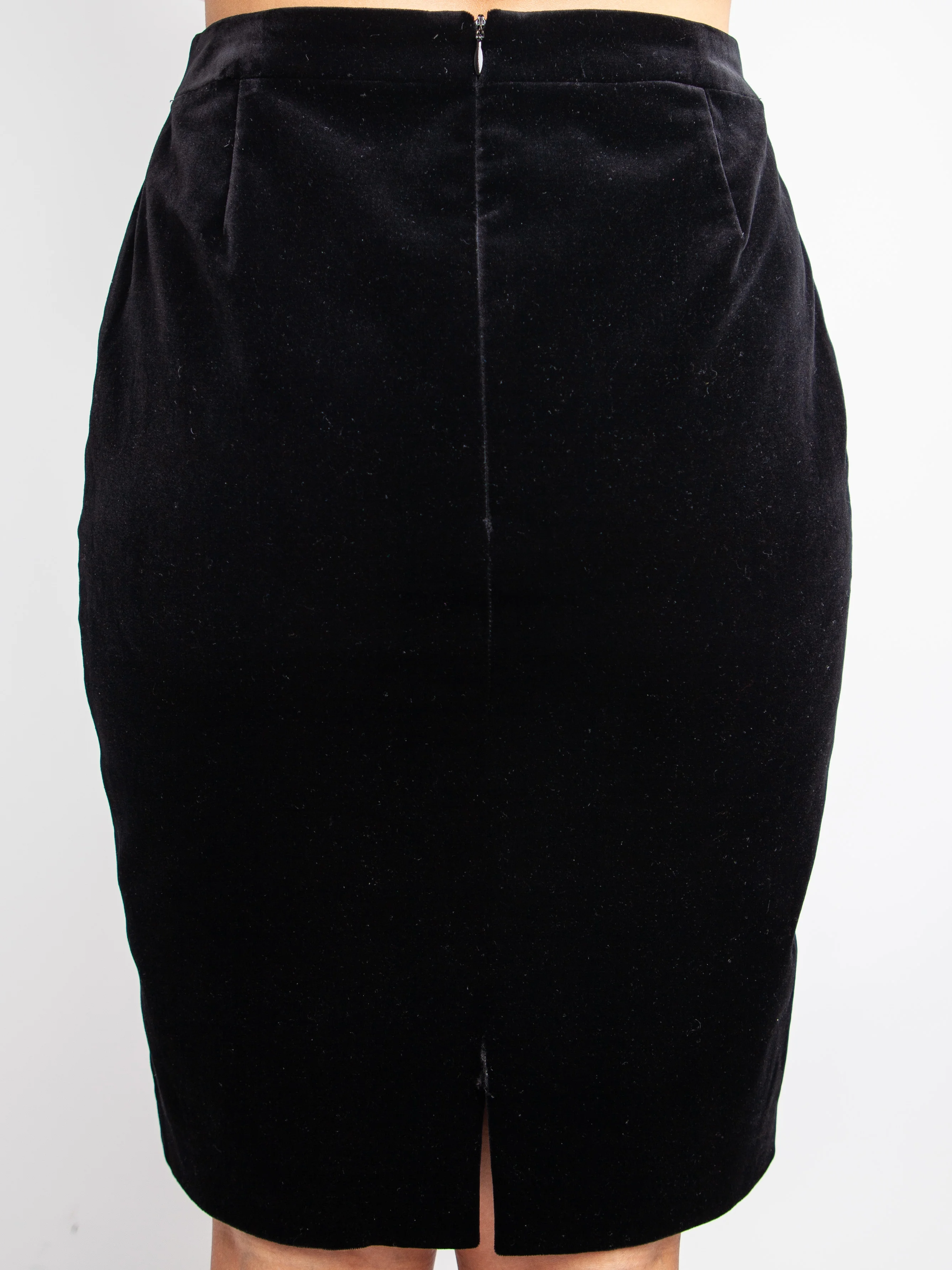 Escada Black Velvet Pencil Skirt — 2