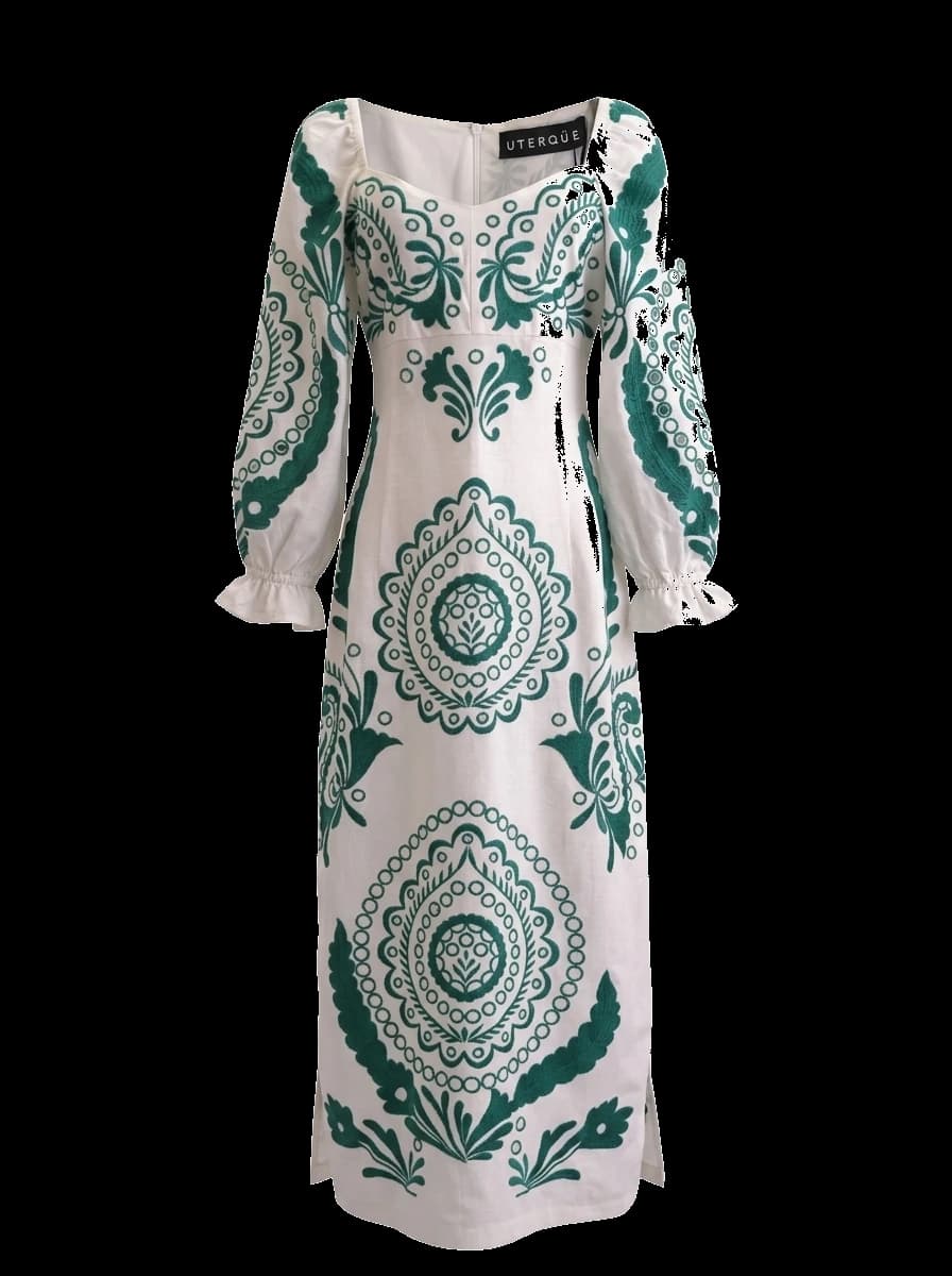 Uterque White Len Casual Dress