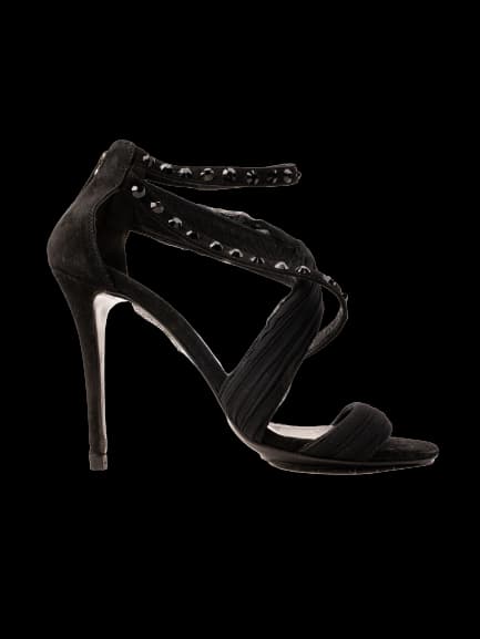 Lesilla Black Leather High Heel Sandals