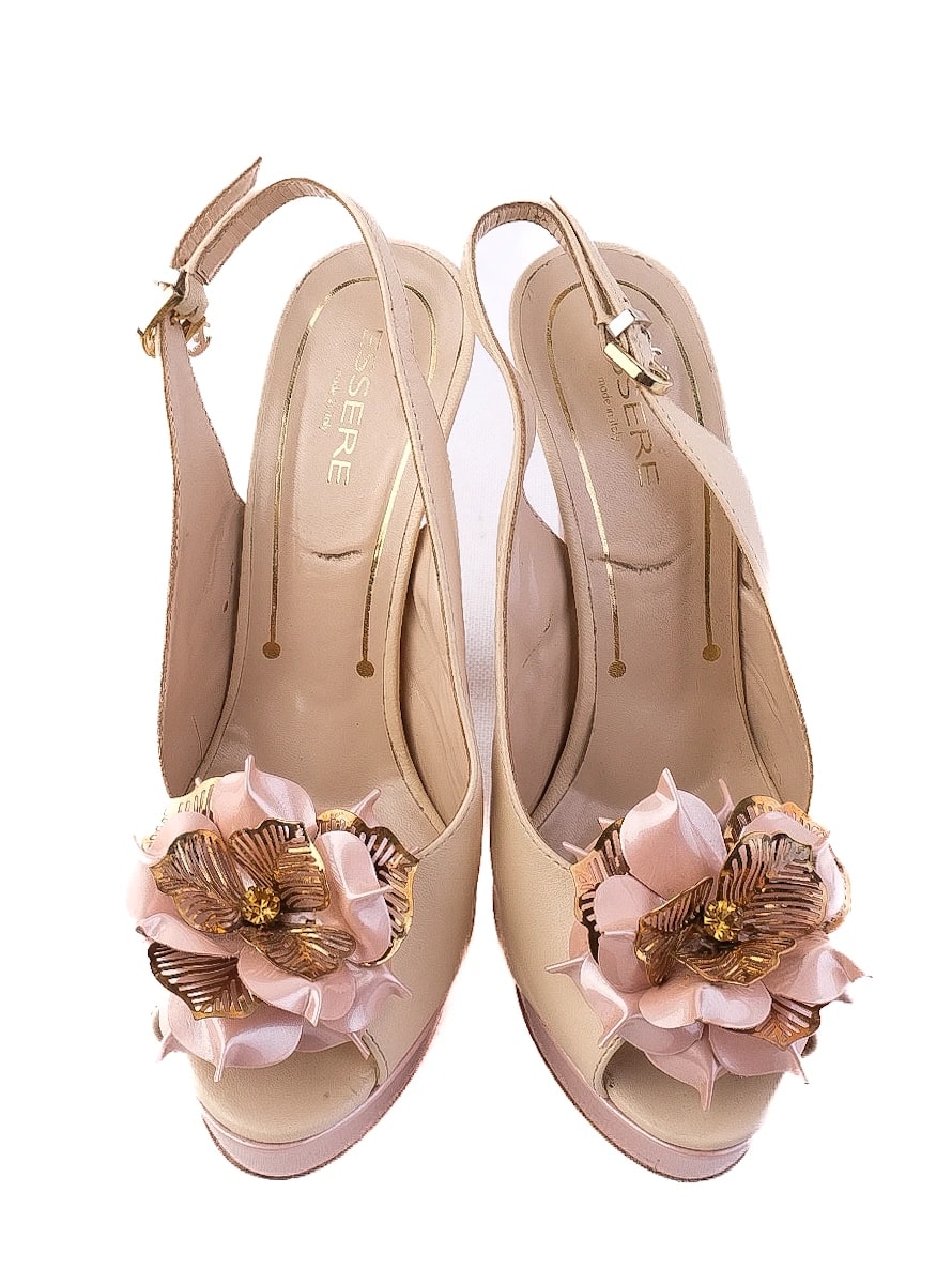 Essere White Leather Sandals — 3