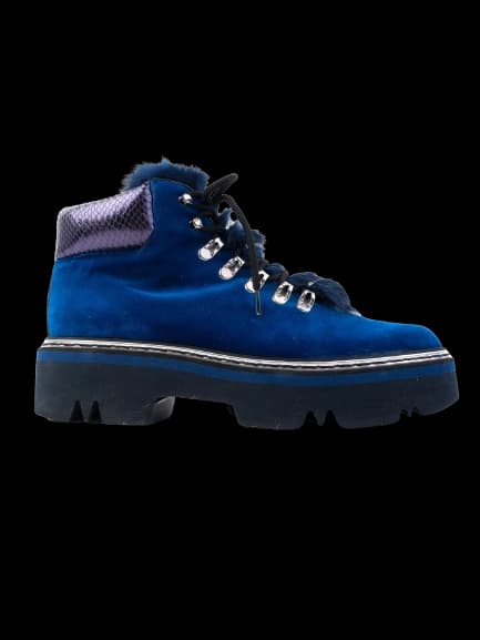 Pollini Blue Velvet Ankle Boots — photo 1