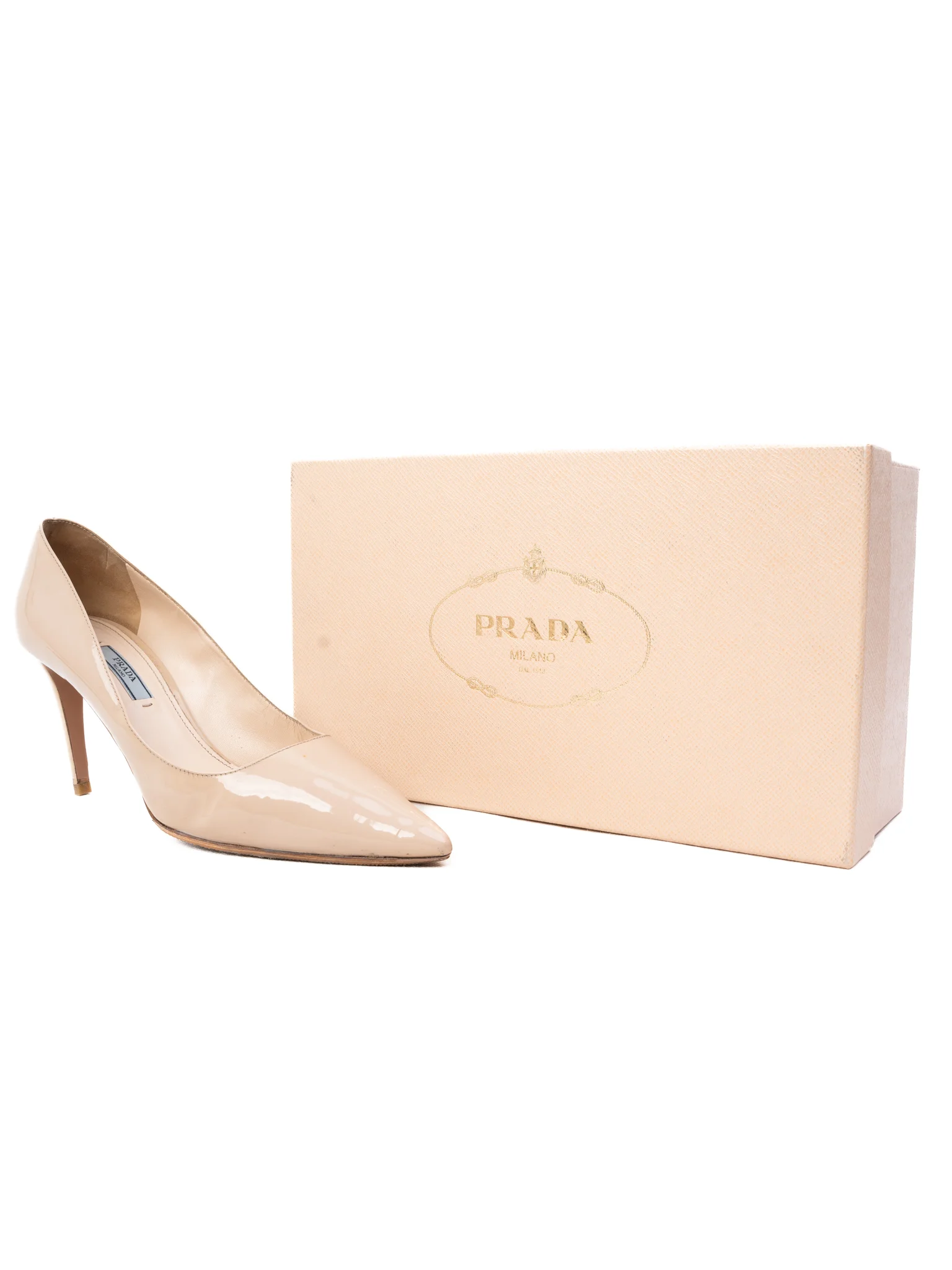 Prada White Leather Mid Heel Pumps — 2