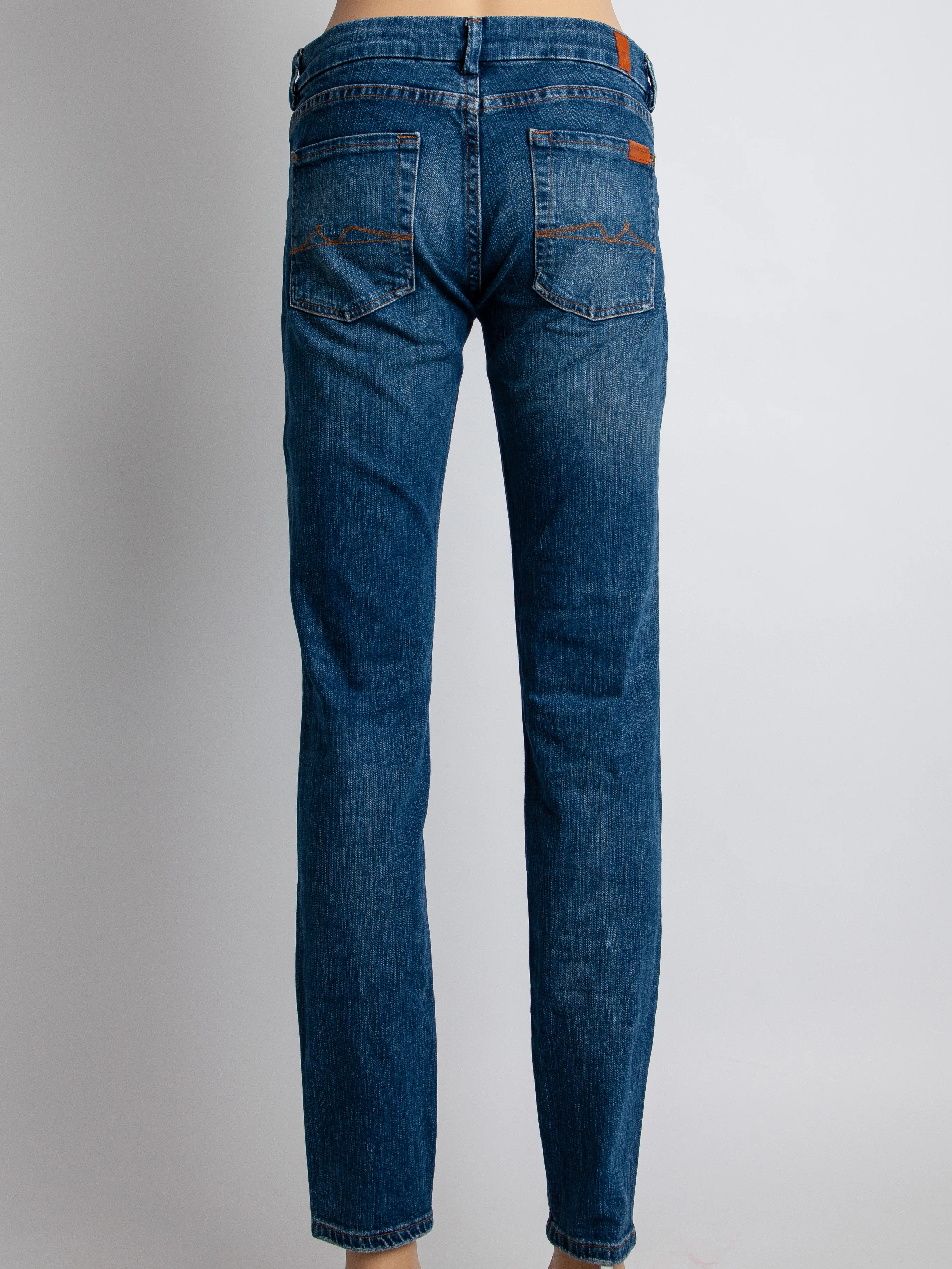 For all 7 mankind Blue Cotton Skinny Jeans — 3