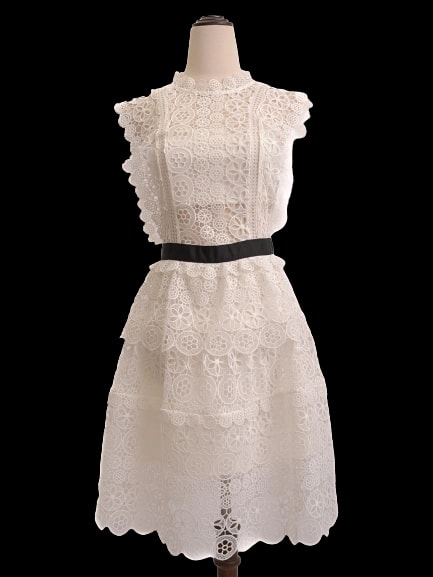 Rosalind White Cotton Sleeveless Dress — 3