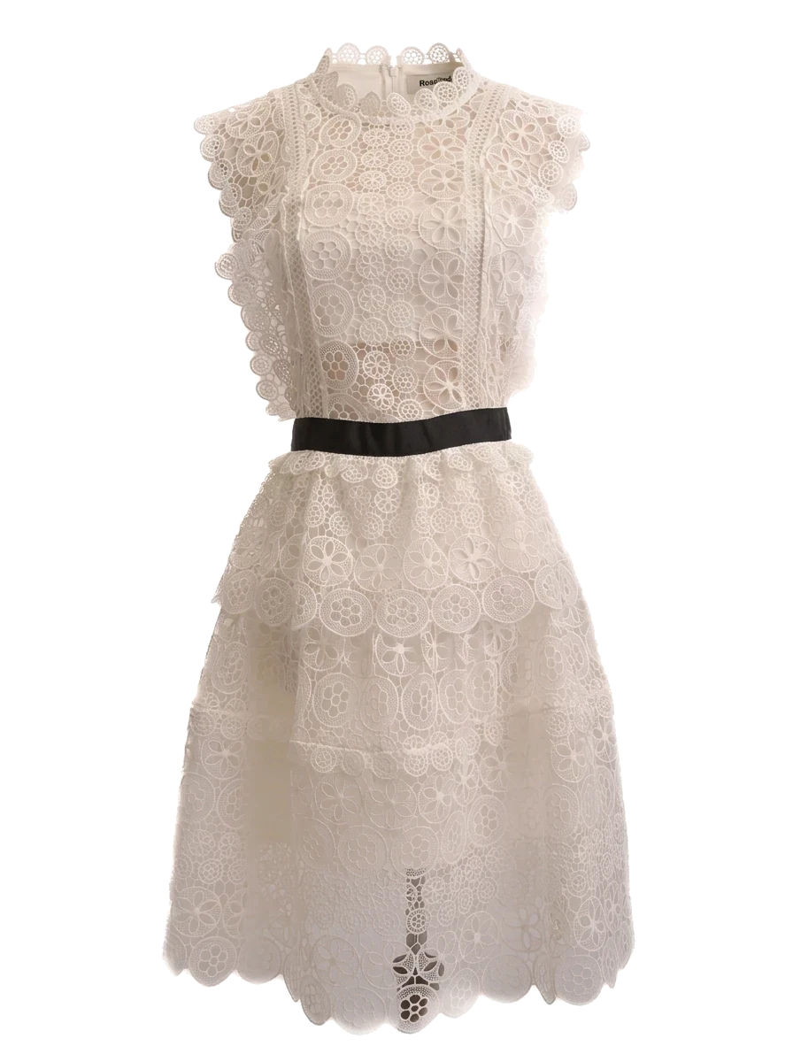 Rosalind White Cotton Sleeveless Dress — 1