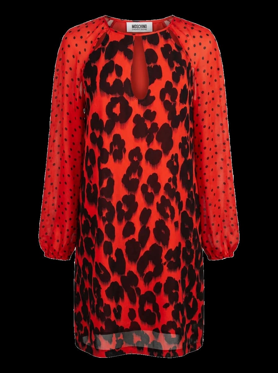 Moschino Red Polyester Long Sleeve Dress