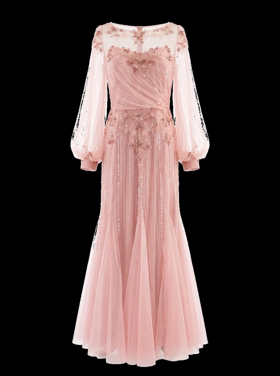 Pronovias Pink Polyester Evening Gown